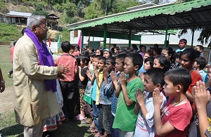 The Governor of Arunachal Pradesh Shri PB Acharya and States First Lady Smt Kavita Acharya celebrate the festive occasion of Holi with differently abled childrens of Donyi-Polo Mission School for the hearing and visually impaired, Chimpu  on 13th March 2017. 
